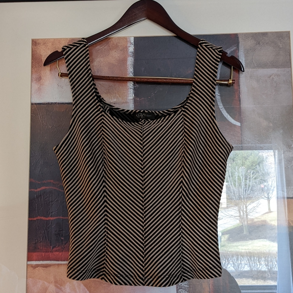 Gold Metallic Strip knitted Top Size L